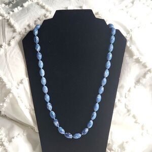 Vintage Blue Swirl Beaded Necklace